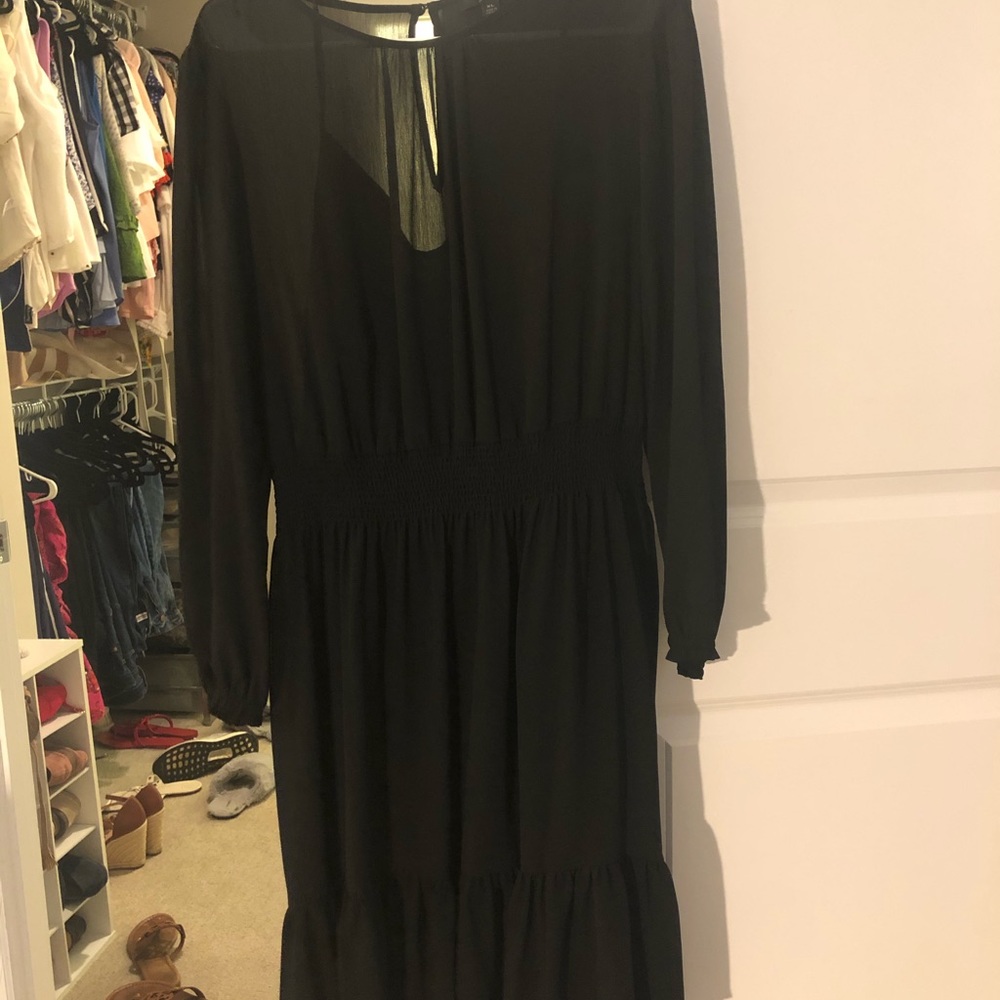 Black long sleeve sheer J Crew dress